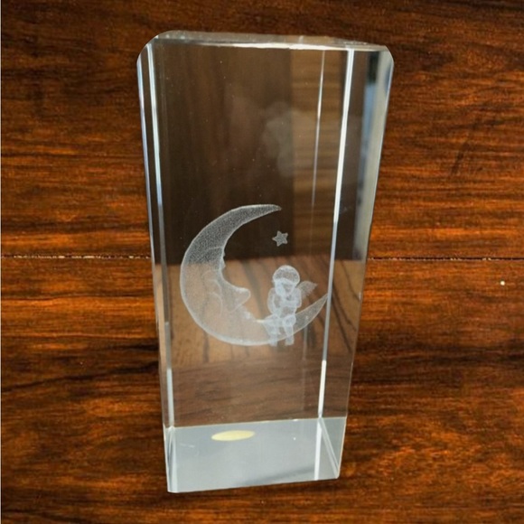 Crystal Angel on the Moon and Star Figurine Cube New - Picture 12 of 13